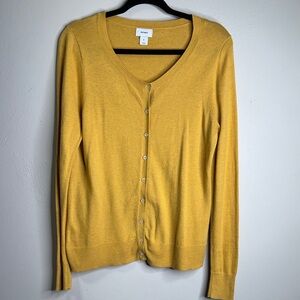 Old Navy Mustard Cardigan Sweater button down lightweight preppy girl #6213